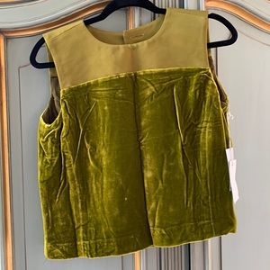 New Bill Blass olive green velvet top